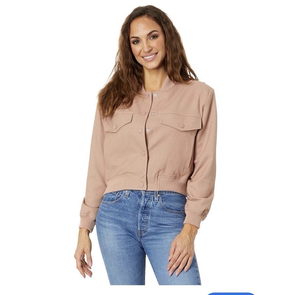 Blank NYC Bomber Jacket Women's Size Large Dusty Pink Pockets NWOT Current! $104